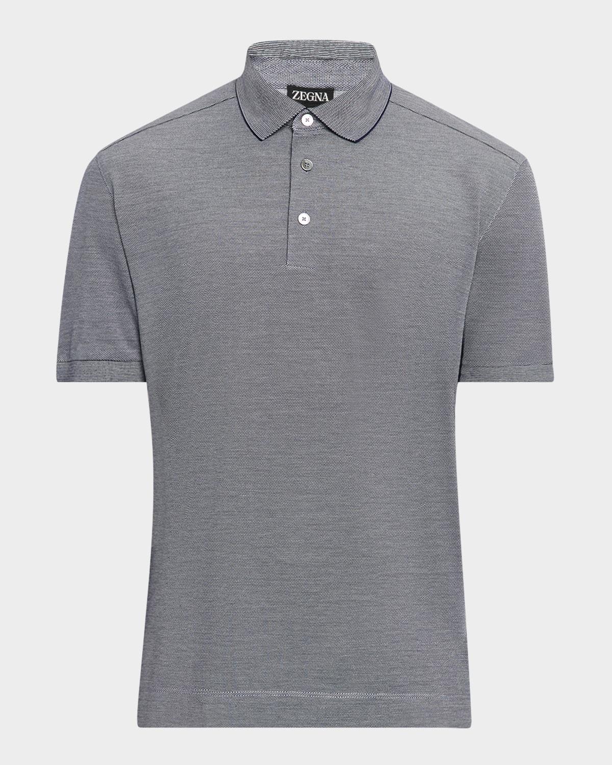 Men's Melange Cotton and Silk Polo Shirt Product Image