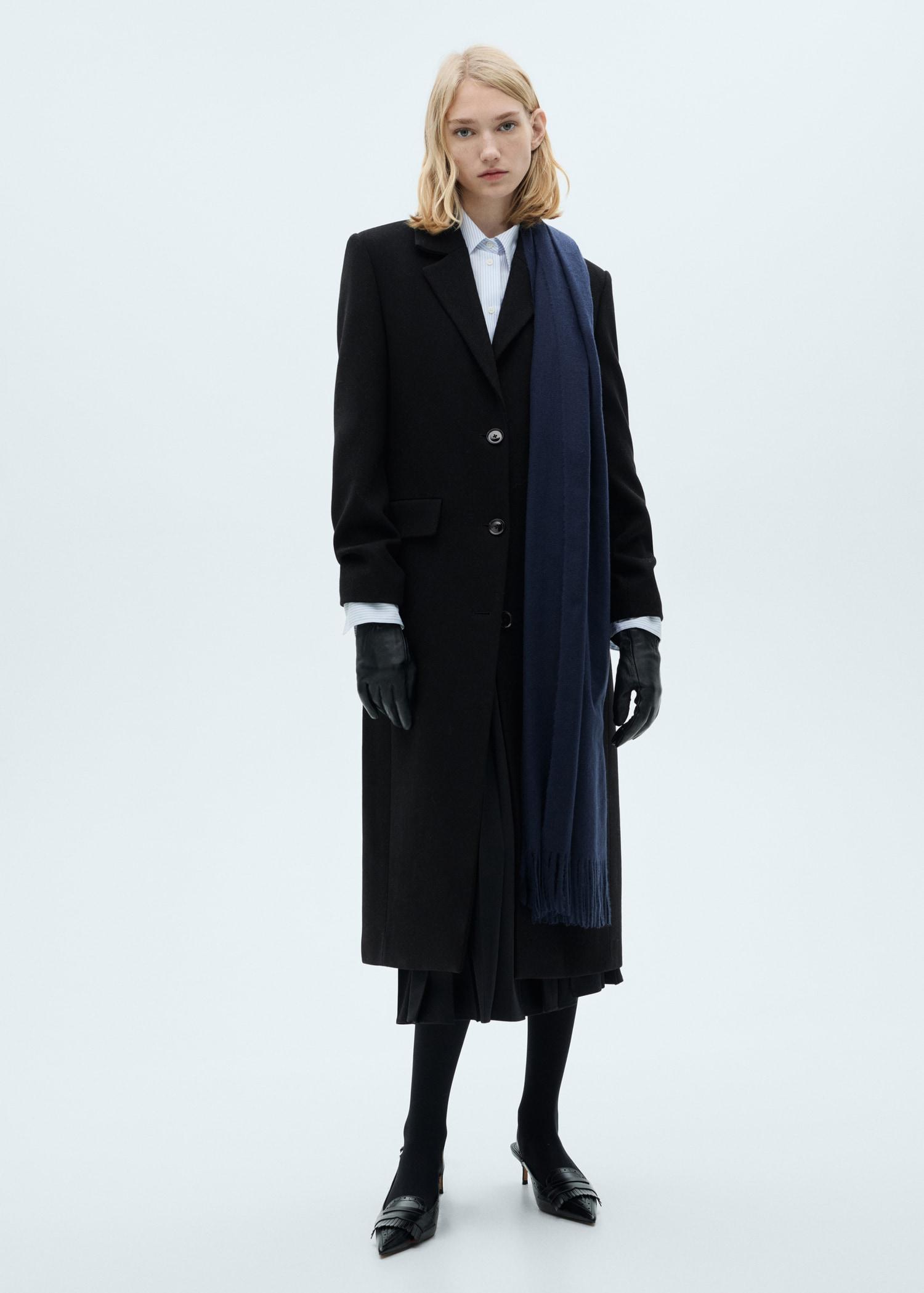 Long structured wool coat - Women | MANGO USA Product Image