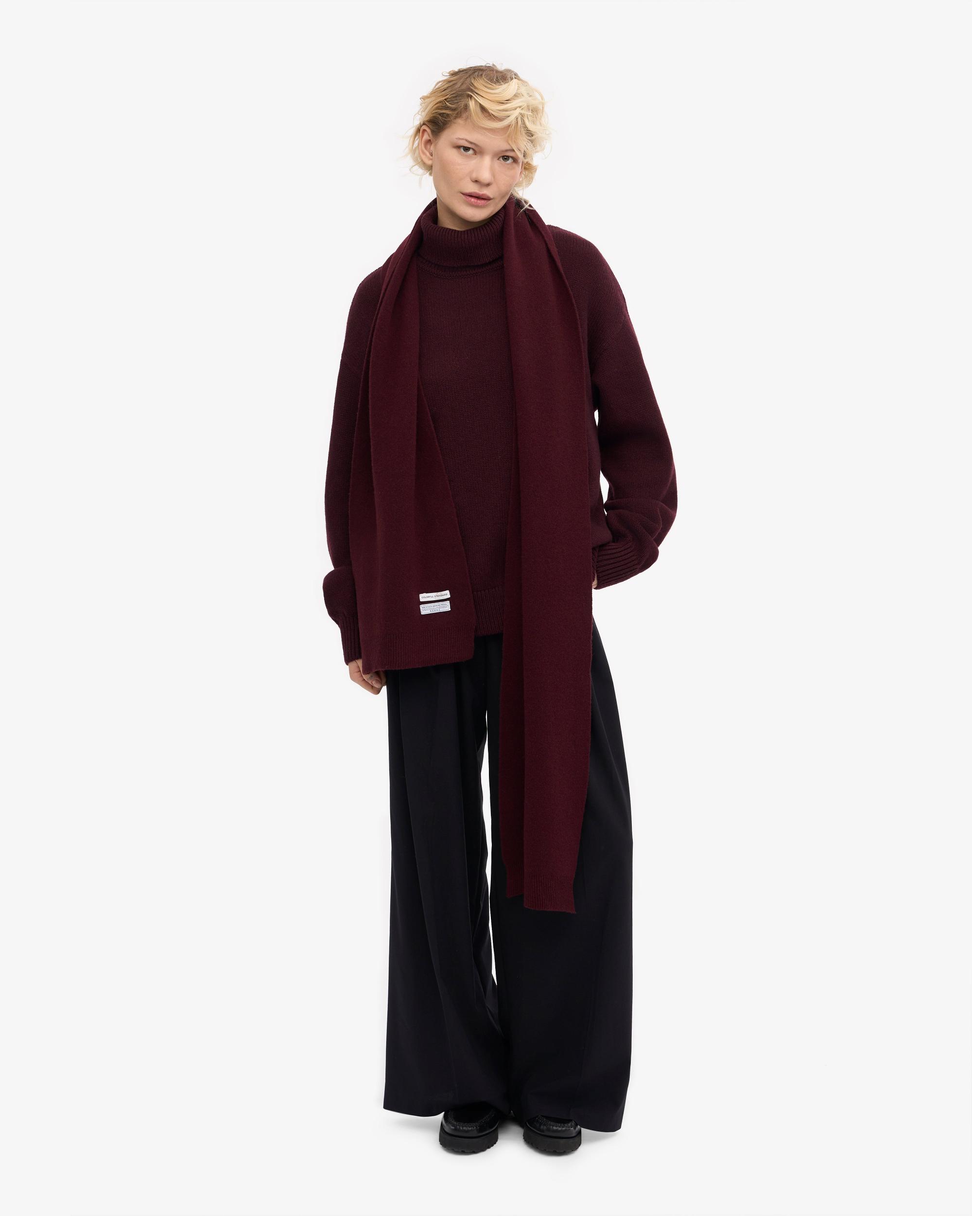 Merino Wool Scarf - Oxblood Red Product Image