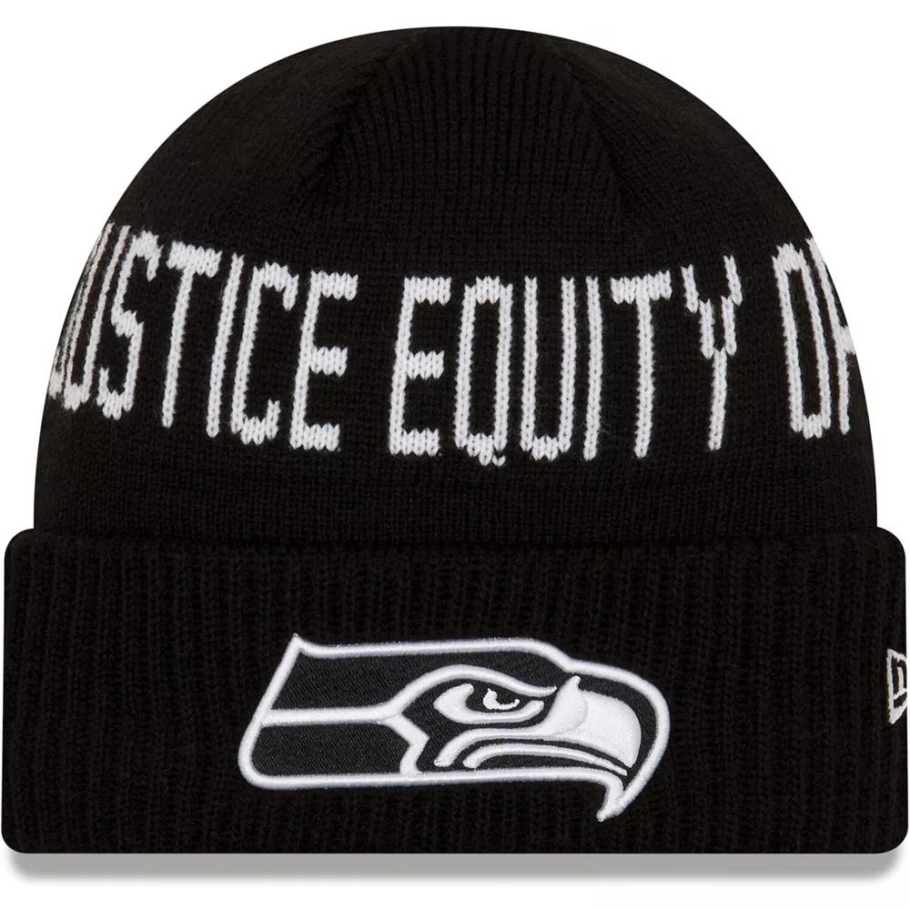 Men's New Era Black Seattle Seahawks Team Social Justice Cuffed Knit Hat Product Image
