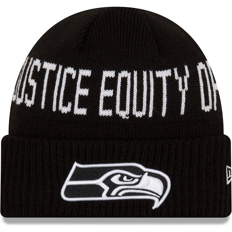 Men's New Era Black Seattle Seahawks Team Social Justice Cuffed Knit Hat Product Image