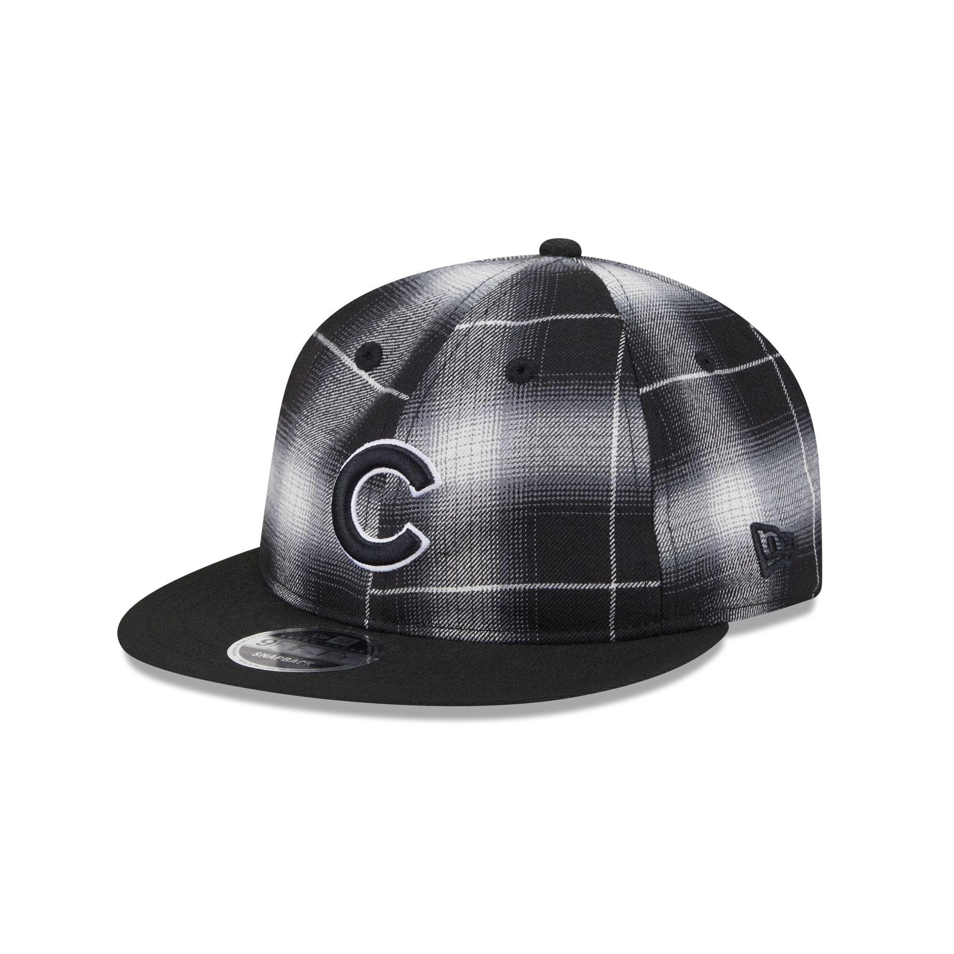 Chicago Cubs Black and White Plaid Retro Crown 9FIFTY Snapback Hat Male Product Image