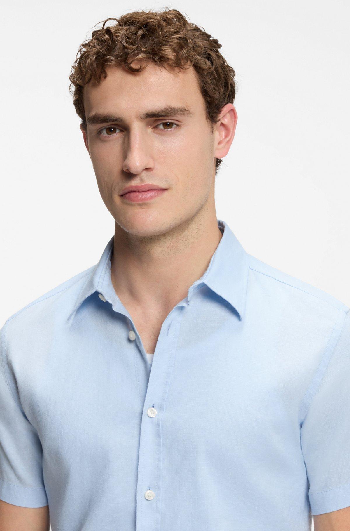 Slim-fit shirt in stretch linen Product Image