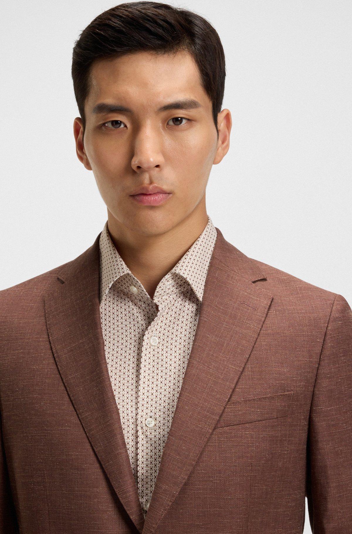 Slim-fit blazer in patterned stretch fabric Product Image