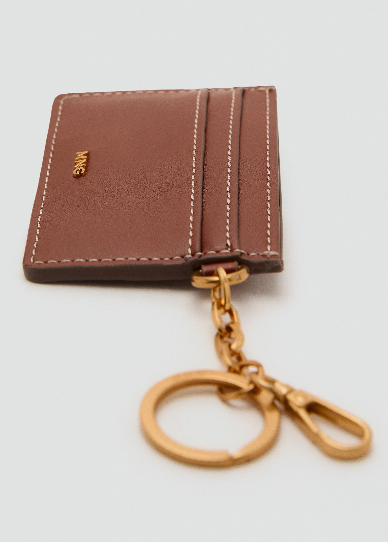 Leather-effect card holder with studs - Women | MANGO USA Product Image