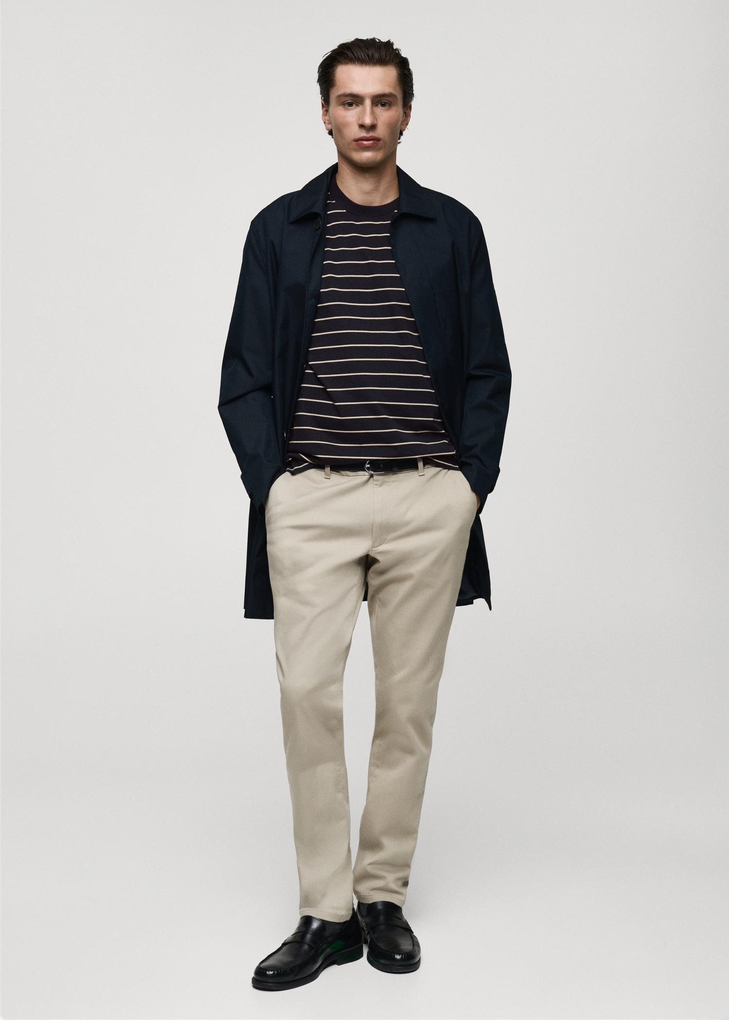 100% cotton striped t-shirt - Men | MANGO USA Product Image