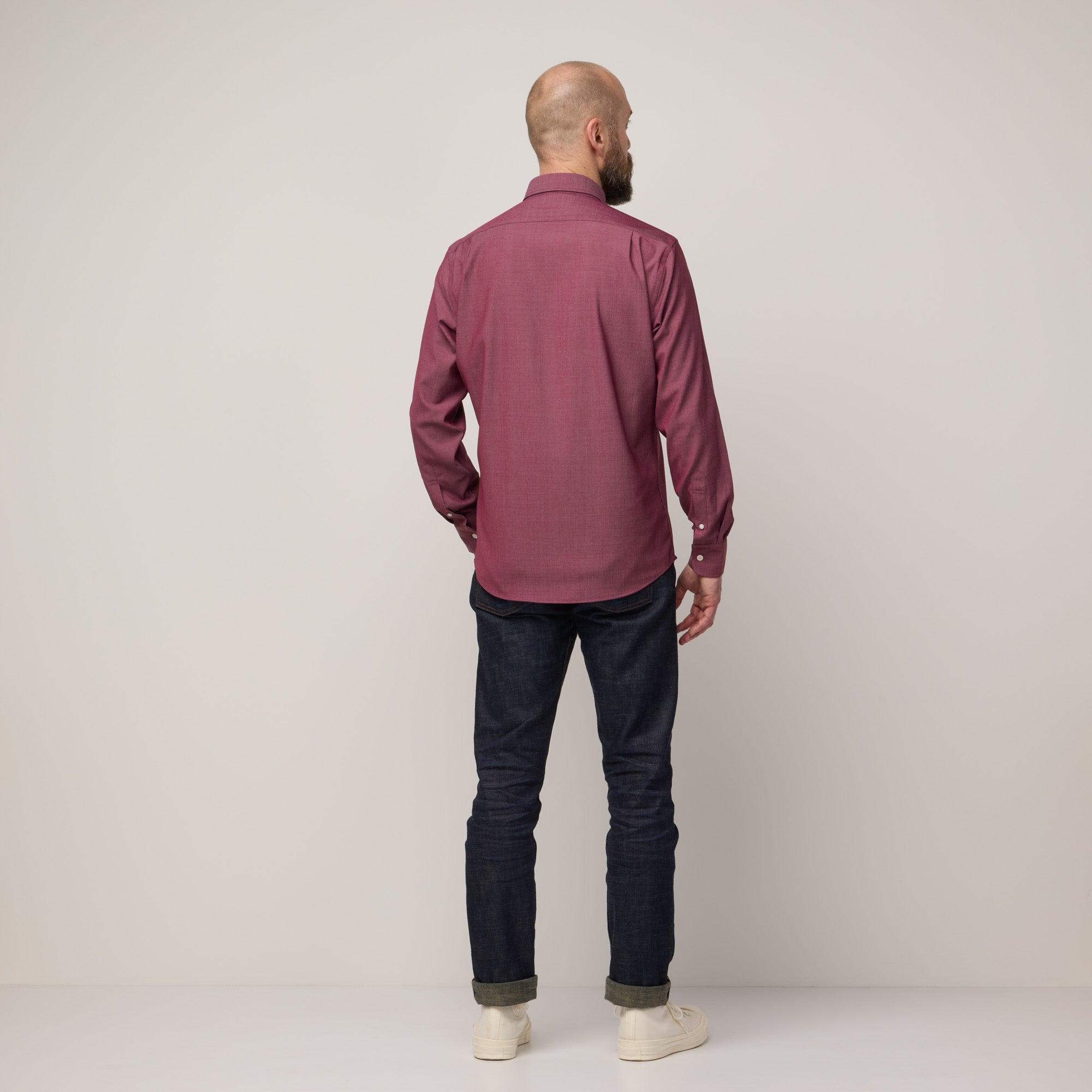 Merino Wool Button-Down Shirt | Burgundy Oxford 210 Product Image