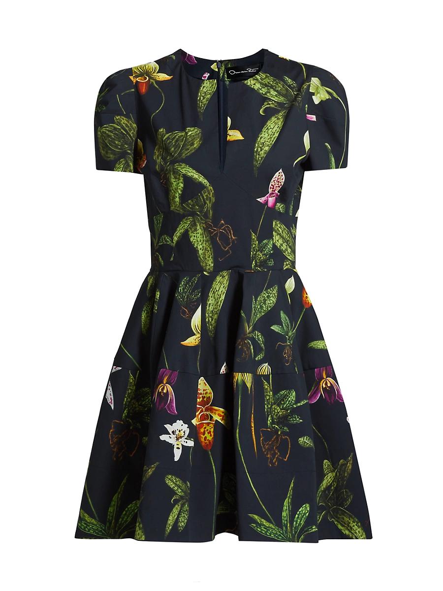 Womens Orchids Poplin Puff-Sleeve Minidress Product Image