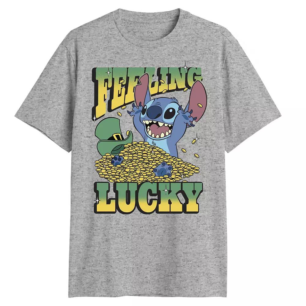 Disney's Lilo & Stitch Feeling Lucky Men's Graphic Tee, Size: XL, Athletic Grey Product Image