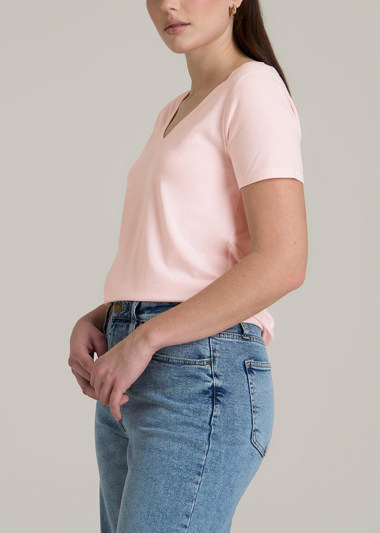 Women's Tall Scoop V-Neck Tee in Barely Pink Product Image
