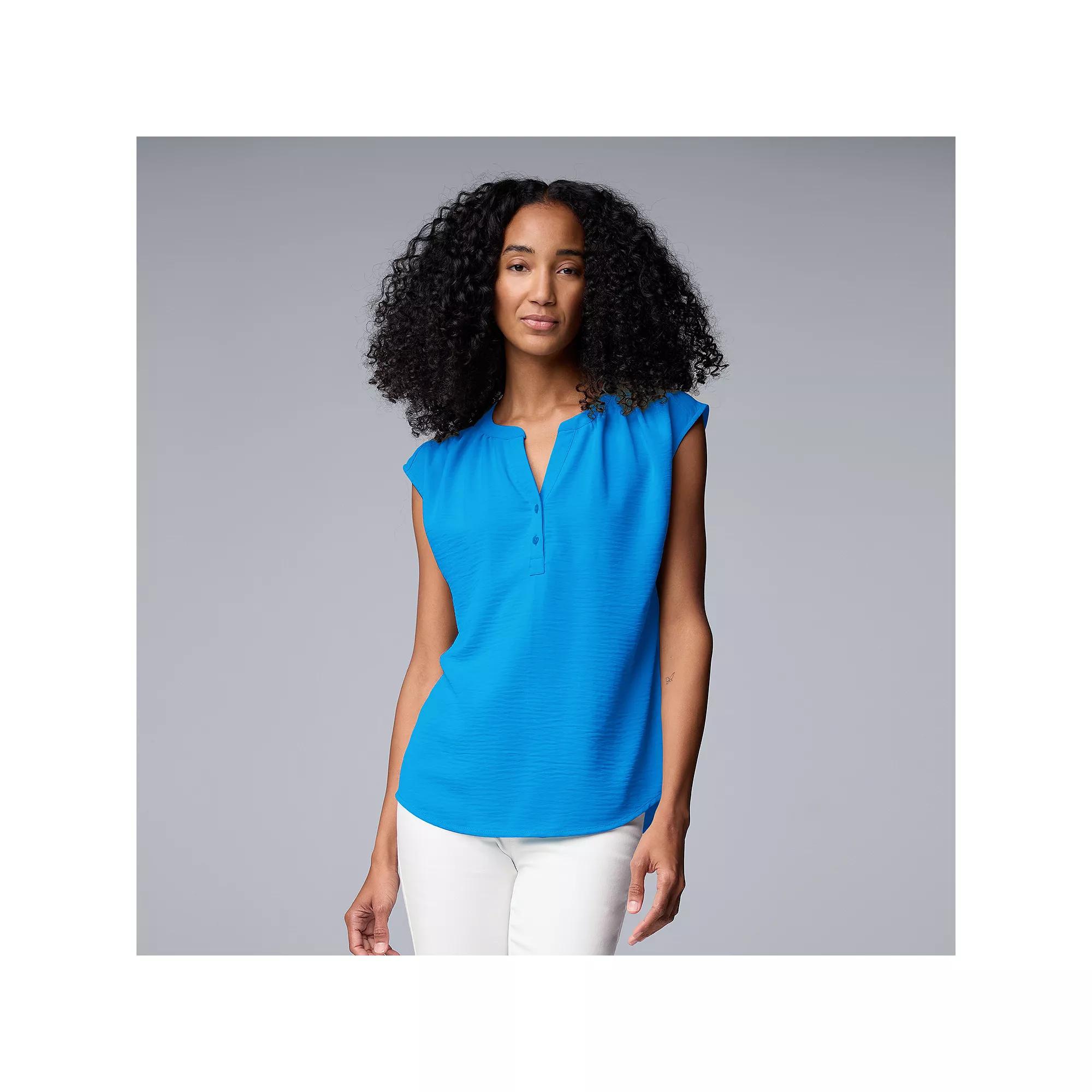 Simply Vera Vera Wang Side-Tie Mixed Media Top, Women's,  Product Image