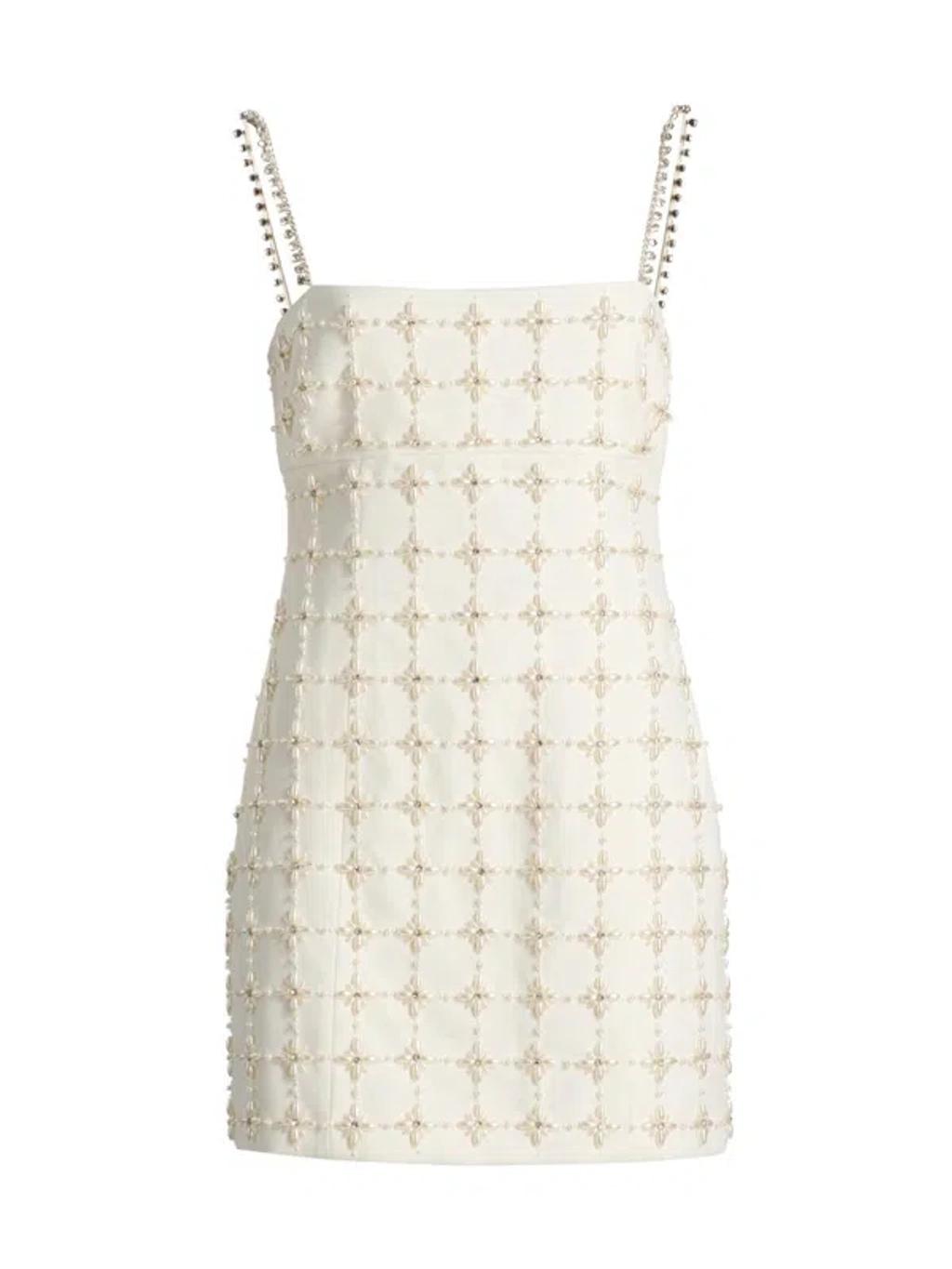 CINQ À SEPT Pearl Crystal Iris Satine Mini Dress In Neutral Product Image