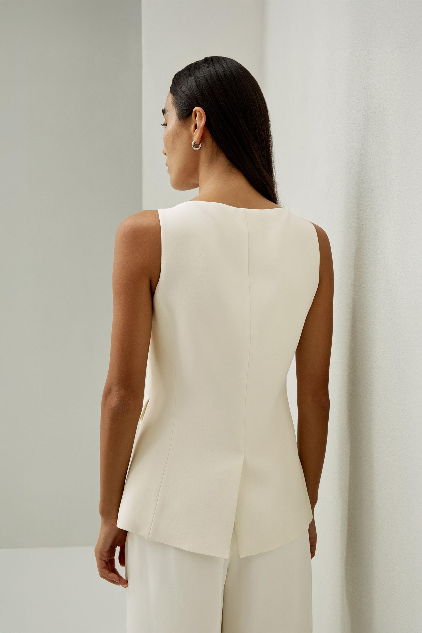 Sleeveless Button Up Silk Vest Product Image