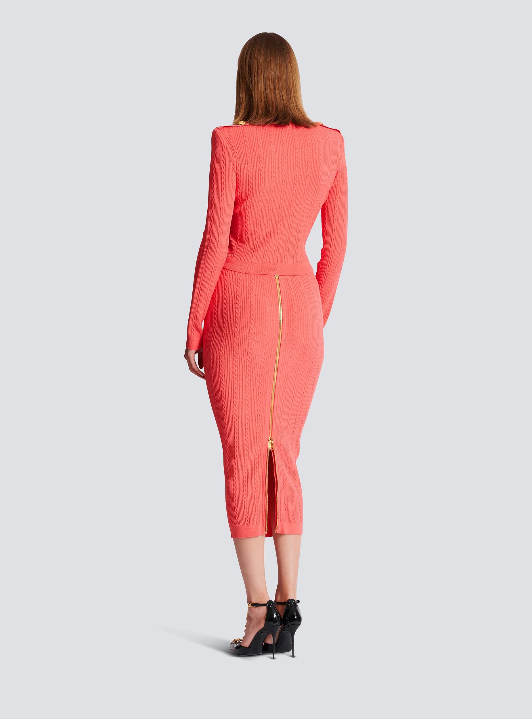 Long-sleeved cable-knit cardigan Product Image