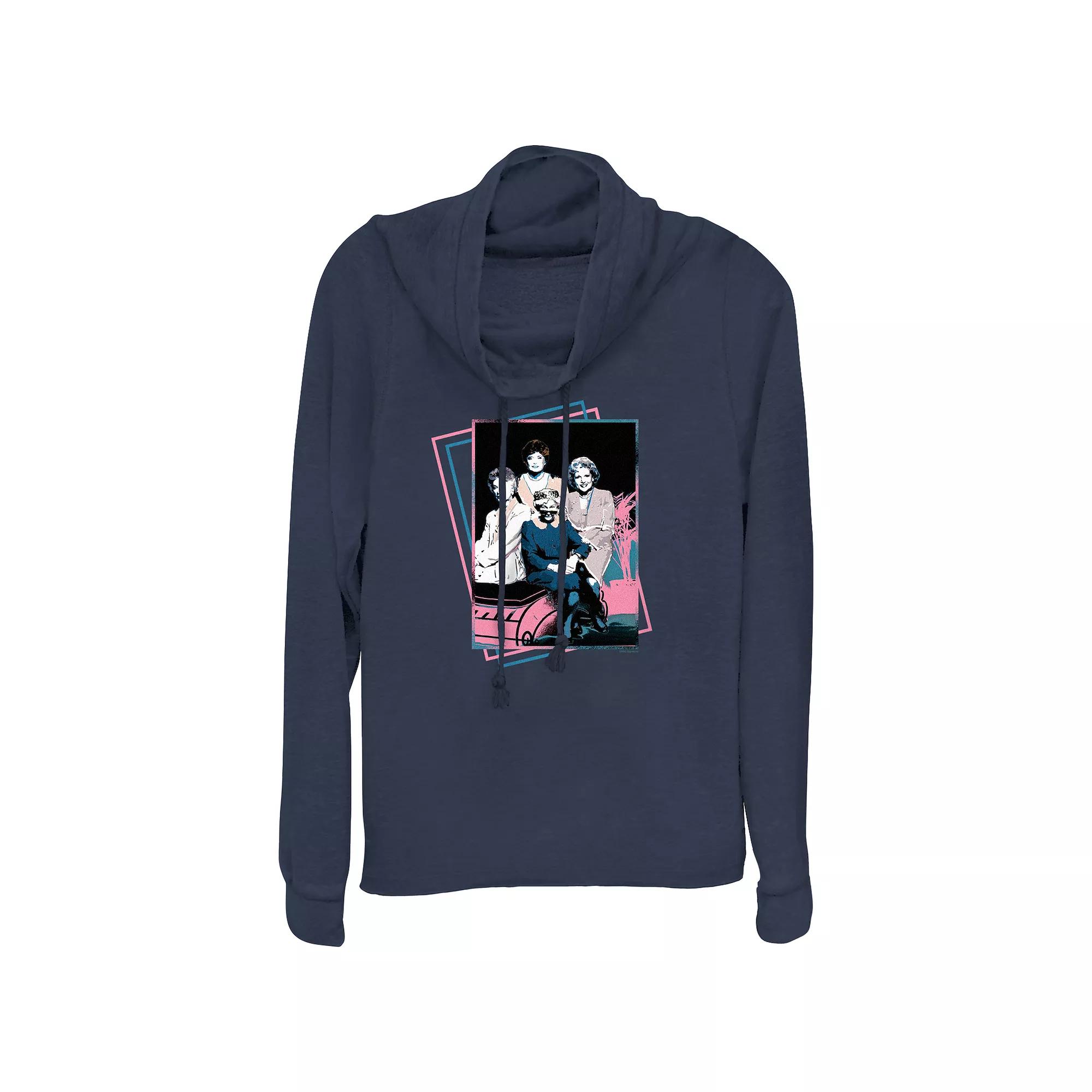 Plus Size The Golden Girls Pop Art Portrait Cowlneck Graphic Lightweight Long Sleeve, Women's, Size: 1XL, Blue Product Image