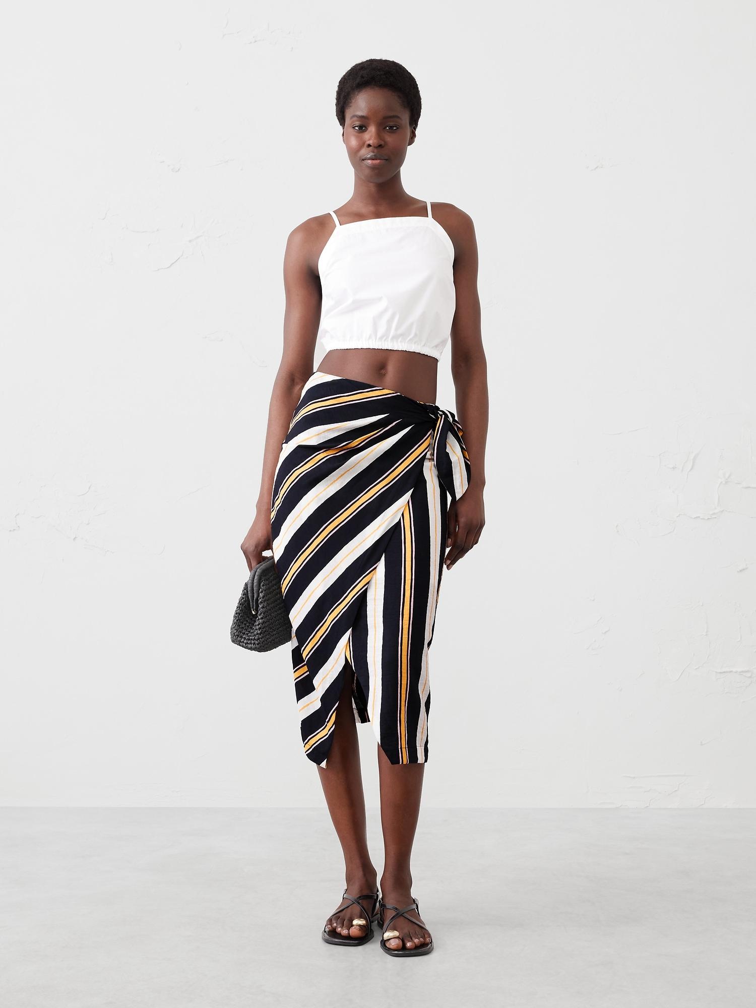 Faux-Wrap Midi Skirt Product Image