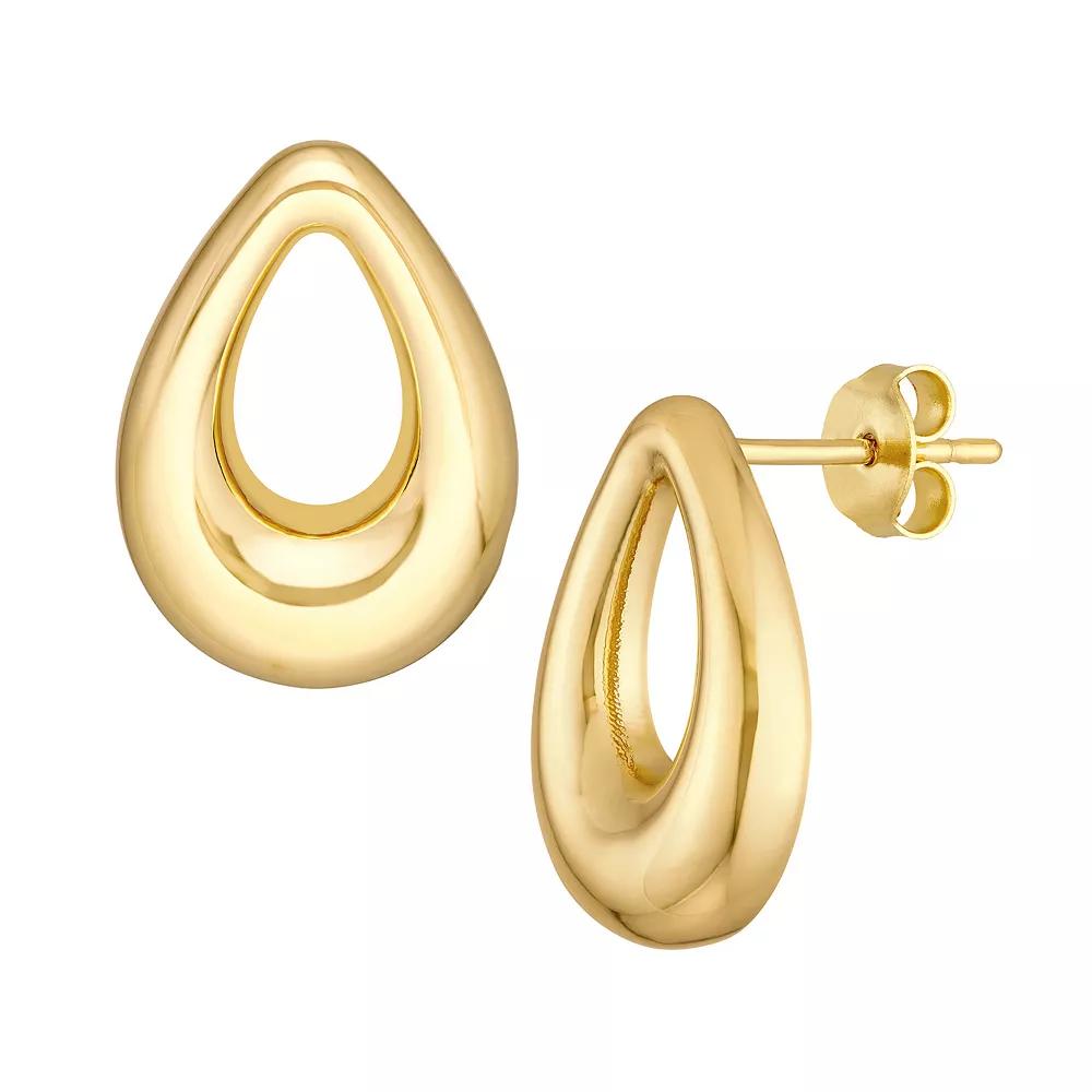 14k Gold Open Teardrop Stud Earrings, Women's Product Image