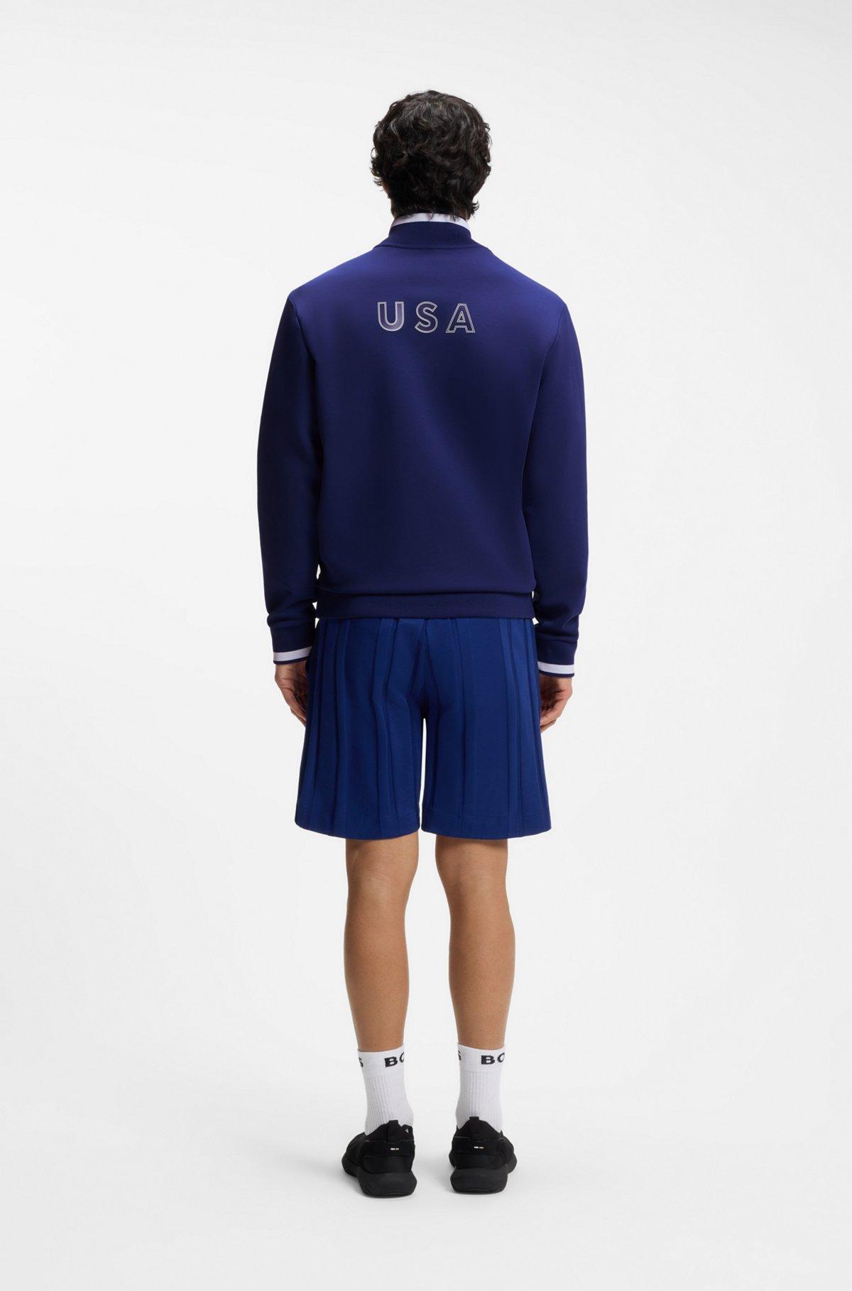 Cotton-blend zip-up sweatshirt with country-flag badge Product Image