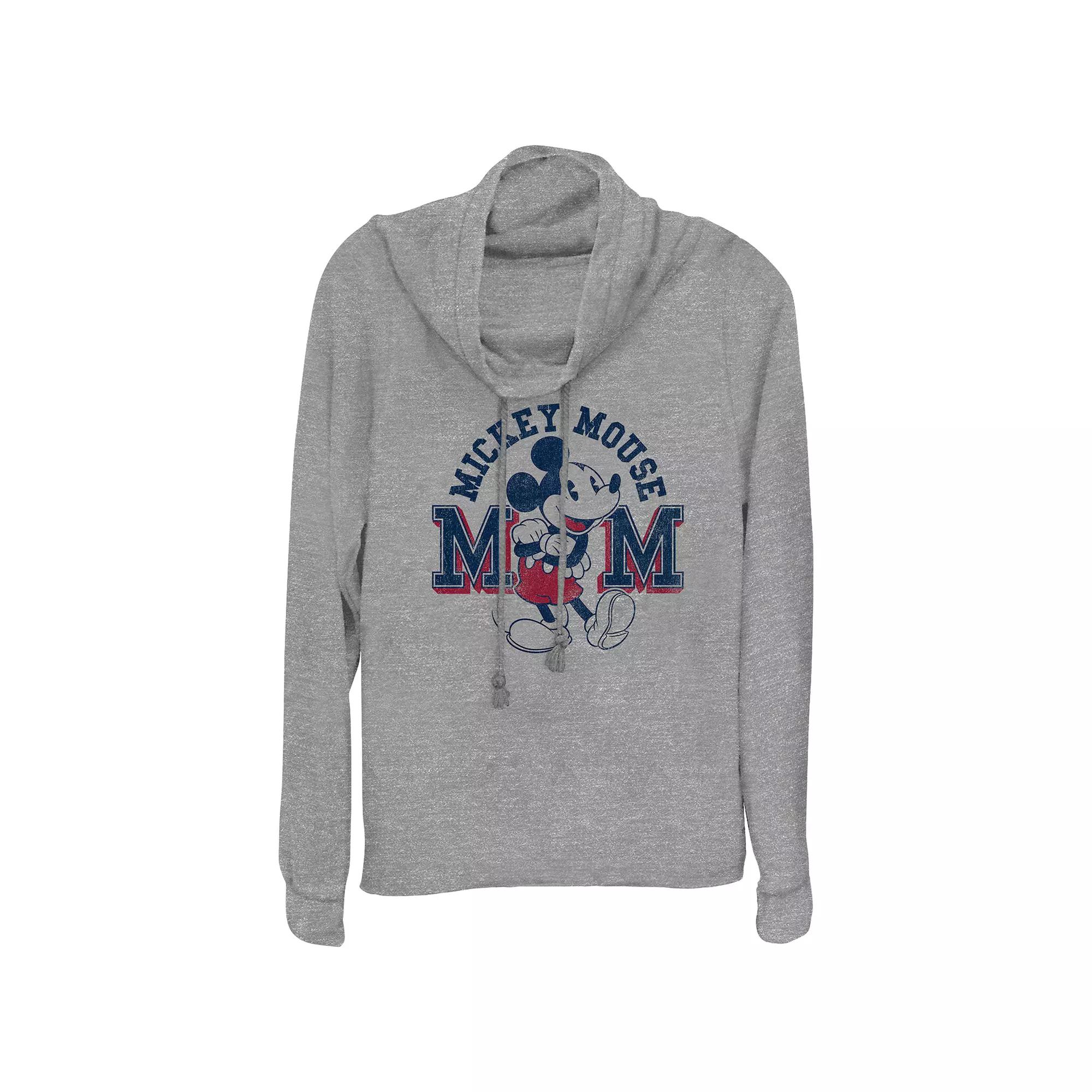 Disney's Mickey Mouse Mom Women's Cowlneck Graphic Lightweight Long Sleeve, Girl's, Size: XL, Gray Grey Product Image