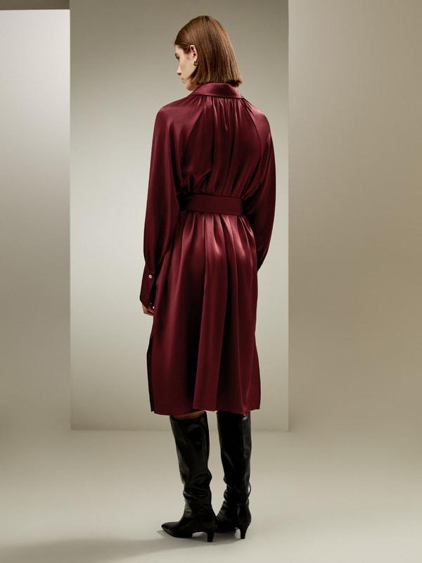 LILYSILK Silk Jacket Long - for Women - Barbados Cherry Soft Silk - Wardrobe Classic Shirt-Style V-Neck Coat XS Product Image