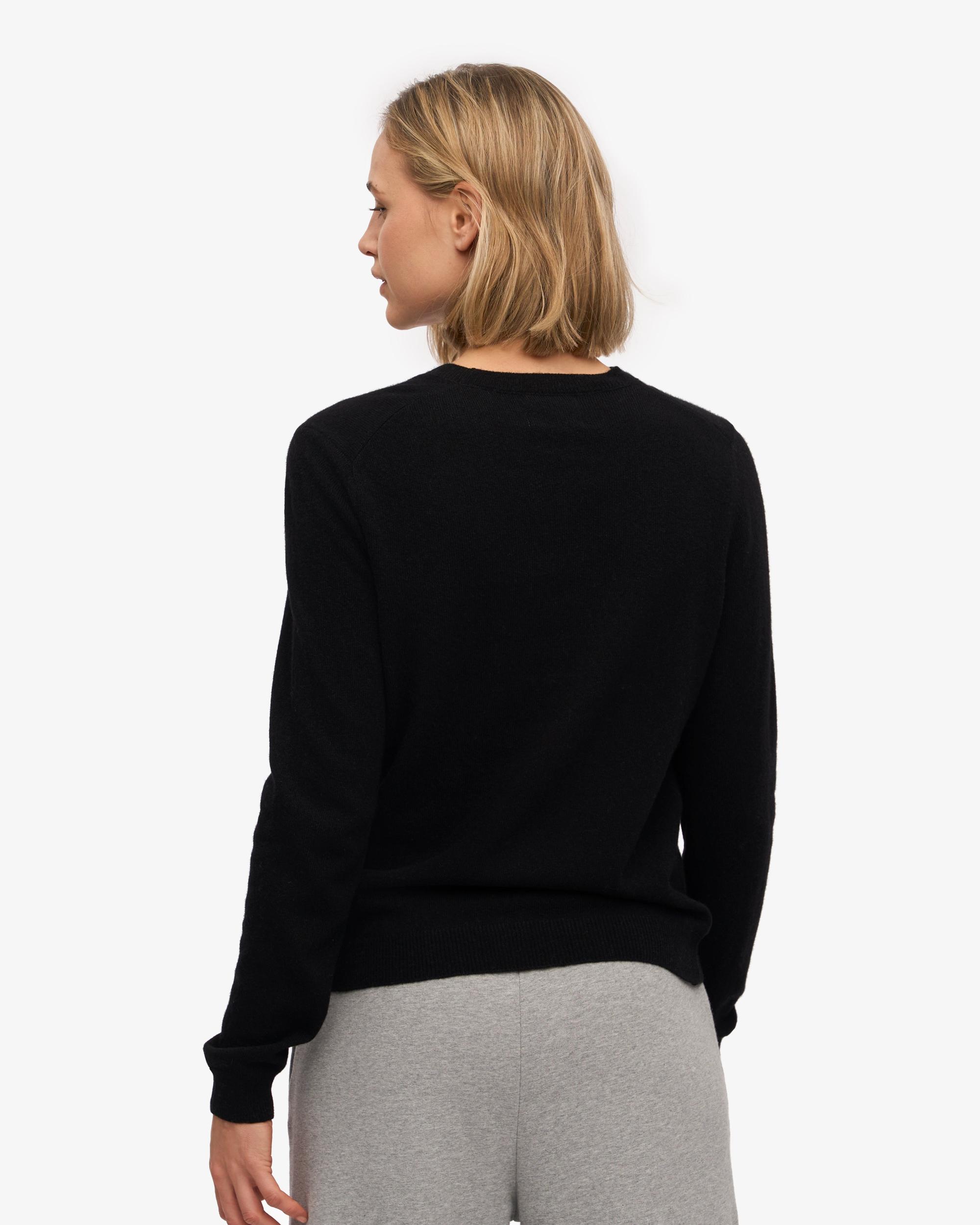Women Light Merino Wool Crew - Deep Black Product Image
