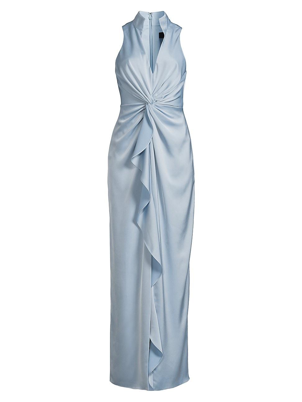 Womens Ruffle Satin Column Gown Product Image