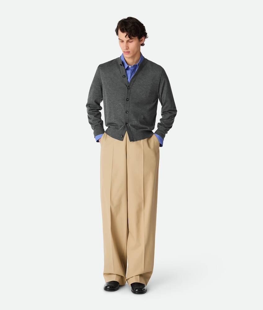Men's Cotton Twill Straight Trousers in Beige Product Image