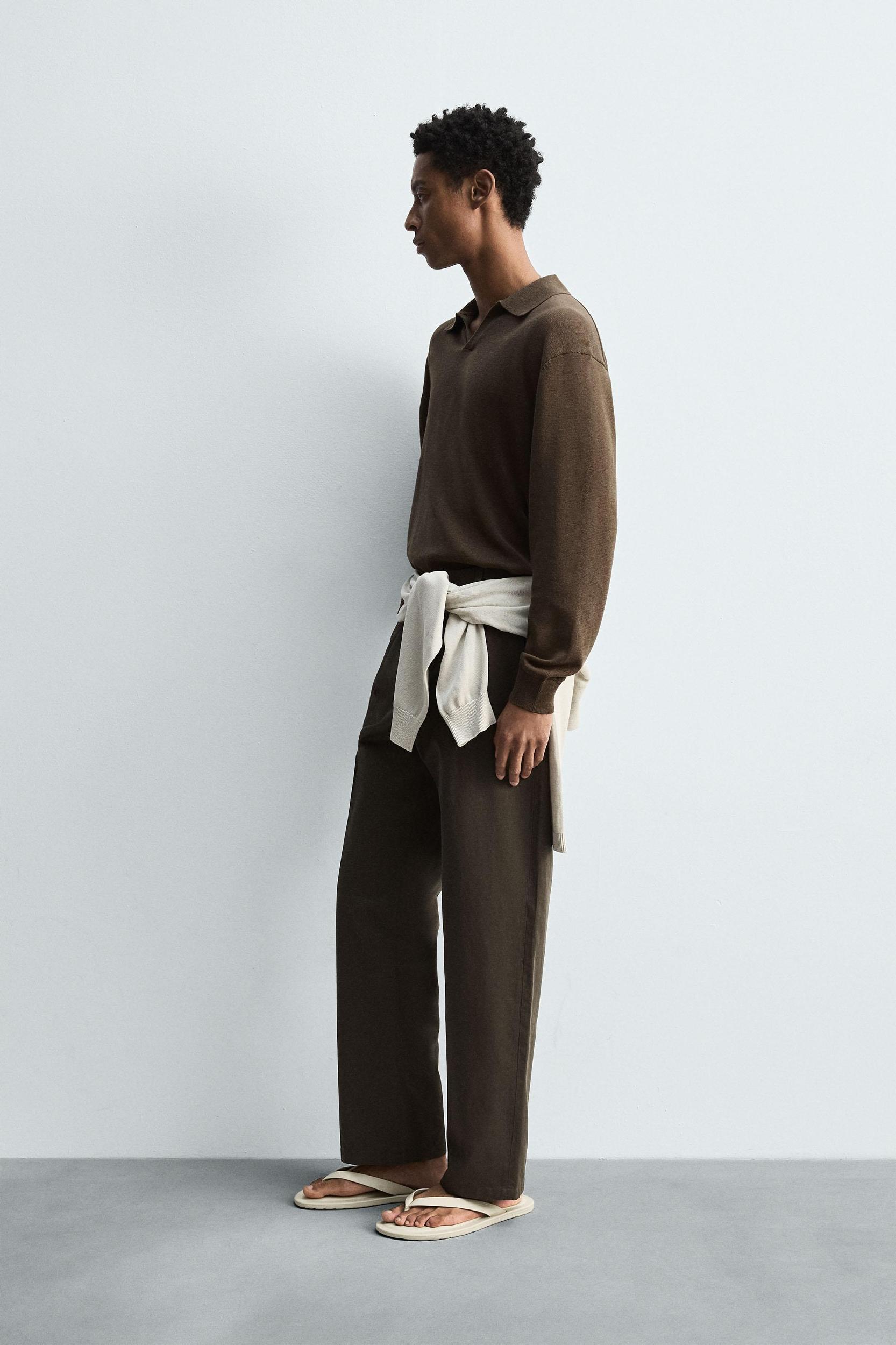 COTTON-HEMP KNIT POLO SHIRT Product Image