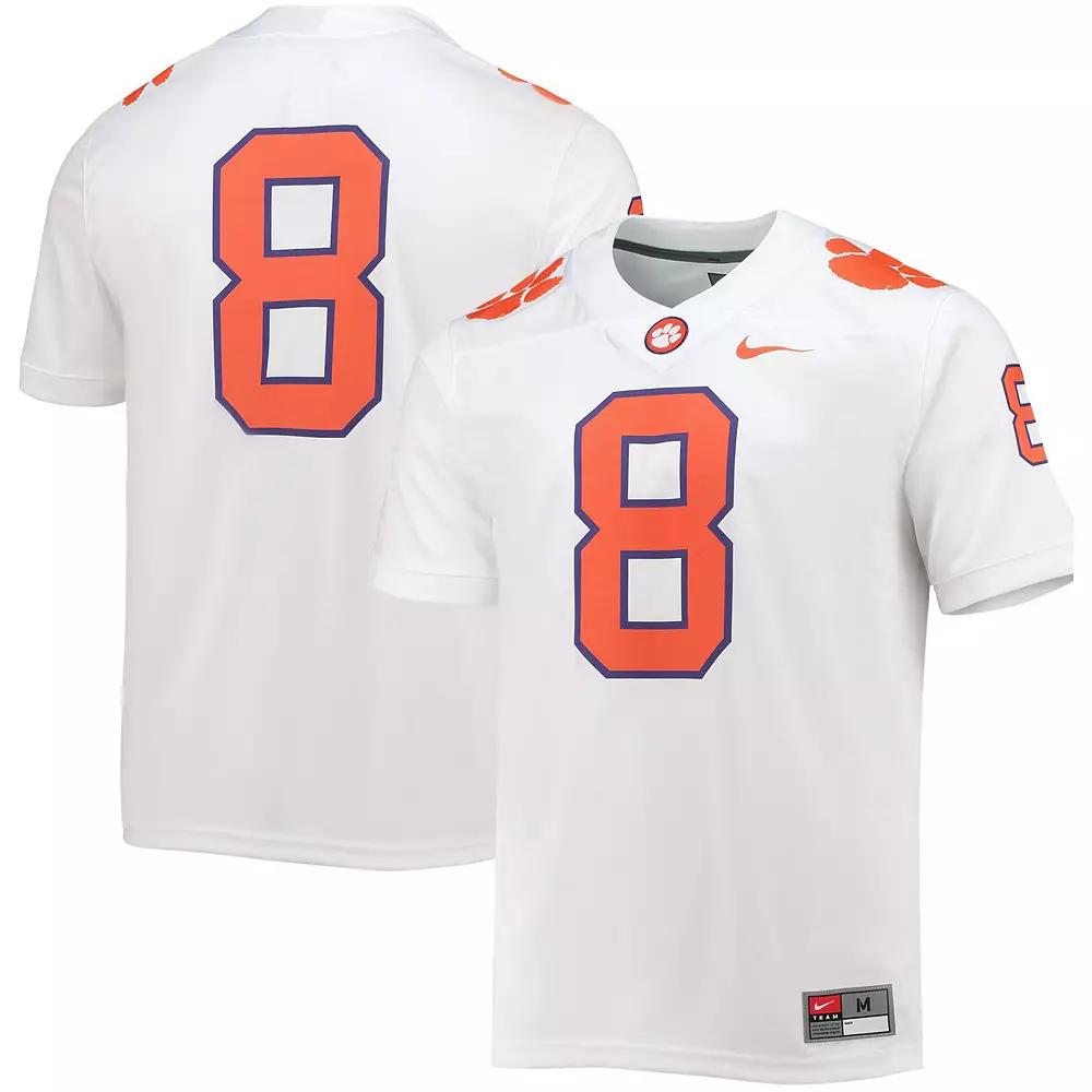 Men's Nike #8 White Clemson Tigers Game Jersey, Size: 2XL Product Image