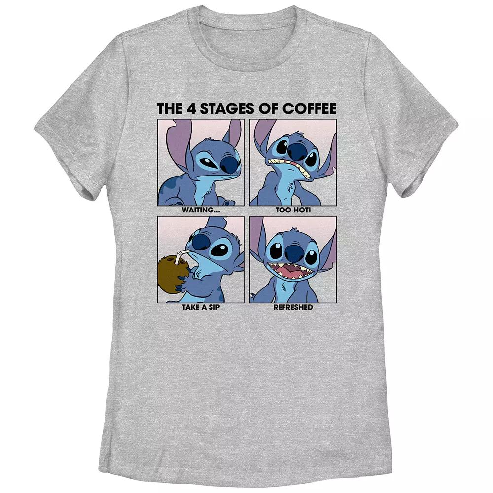 Disney's Lilo & Stitch Juniors' The Four Stages Of Coffee Graphic Tee, Women's,  Product Image