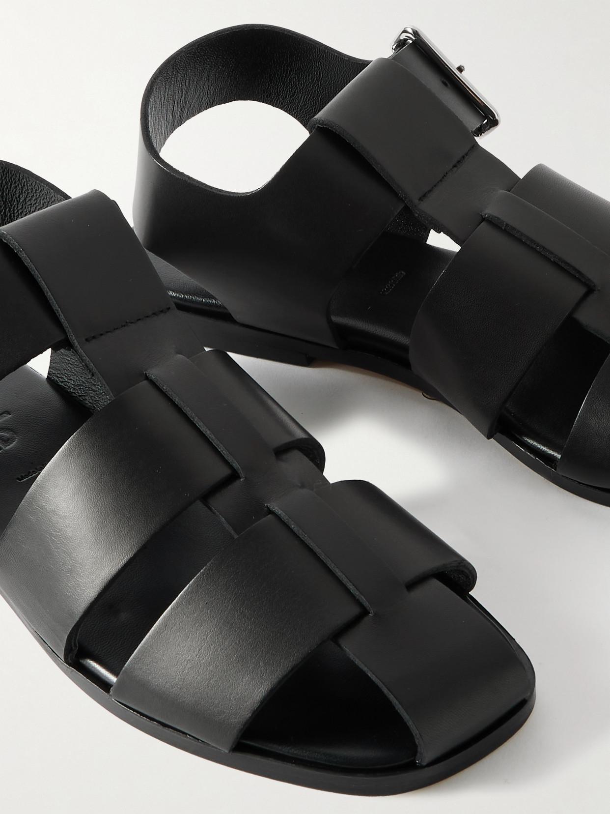 AEYDE 10mm Whit Leather Fisherman Sandals In Black Product Image