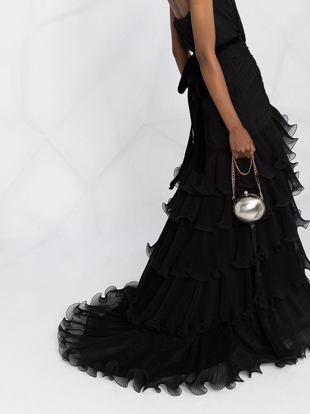 sleeveless ruffle silk gown Product Image