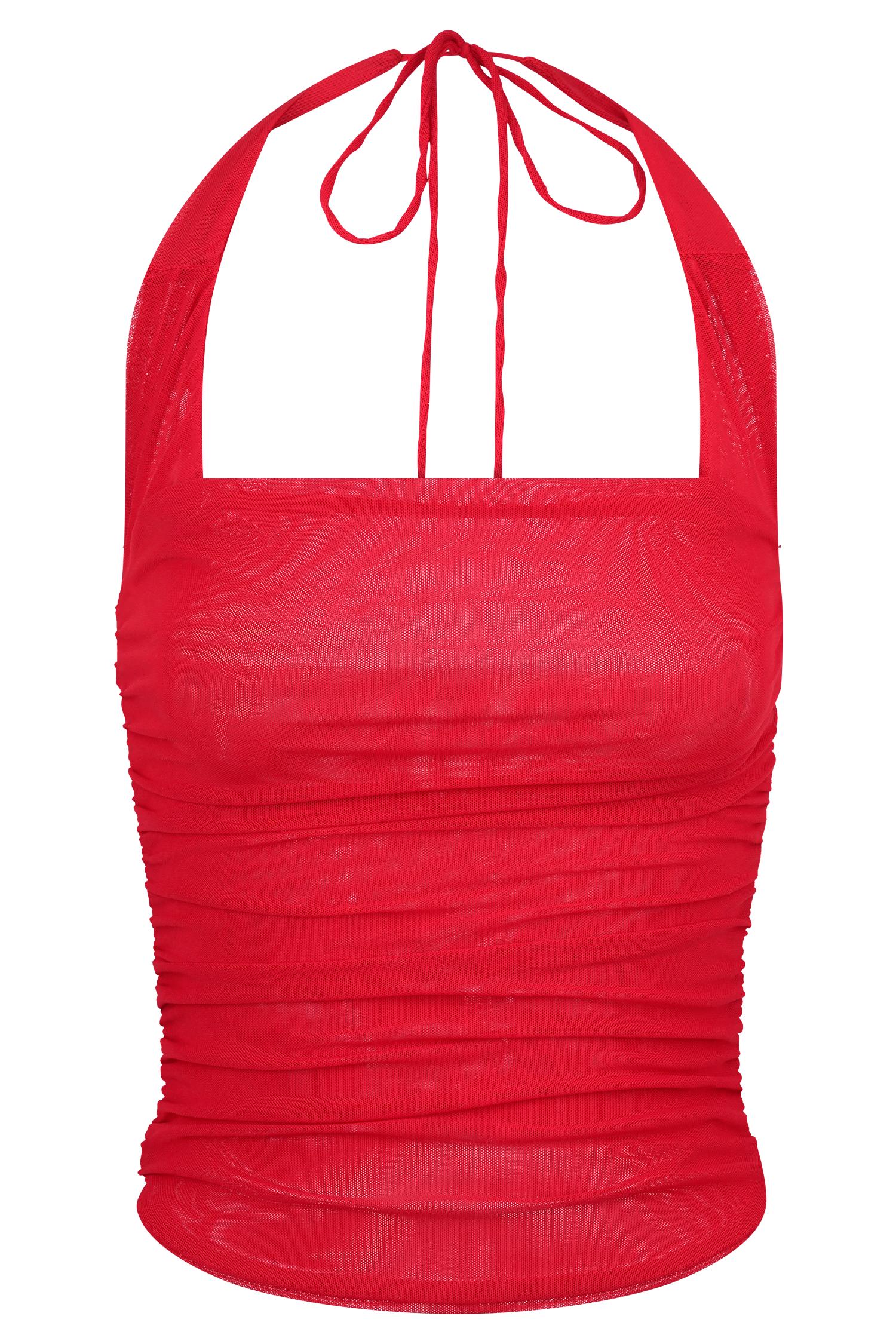 Brooklyn Mesh Crop Top - Ruby Product Image