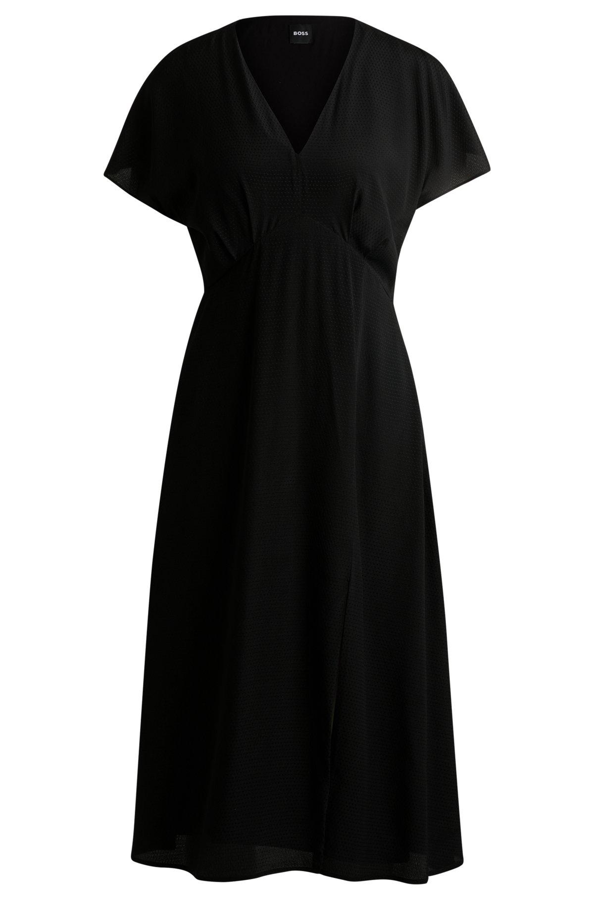 V-neck dress in dot-patterned silk Product Image