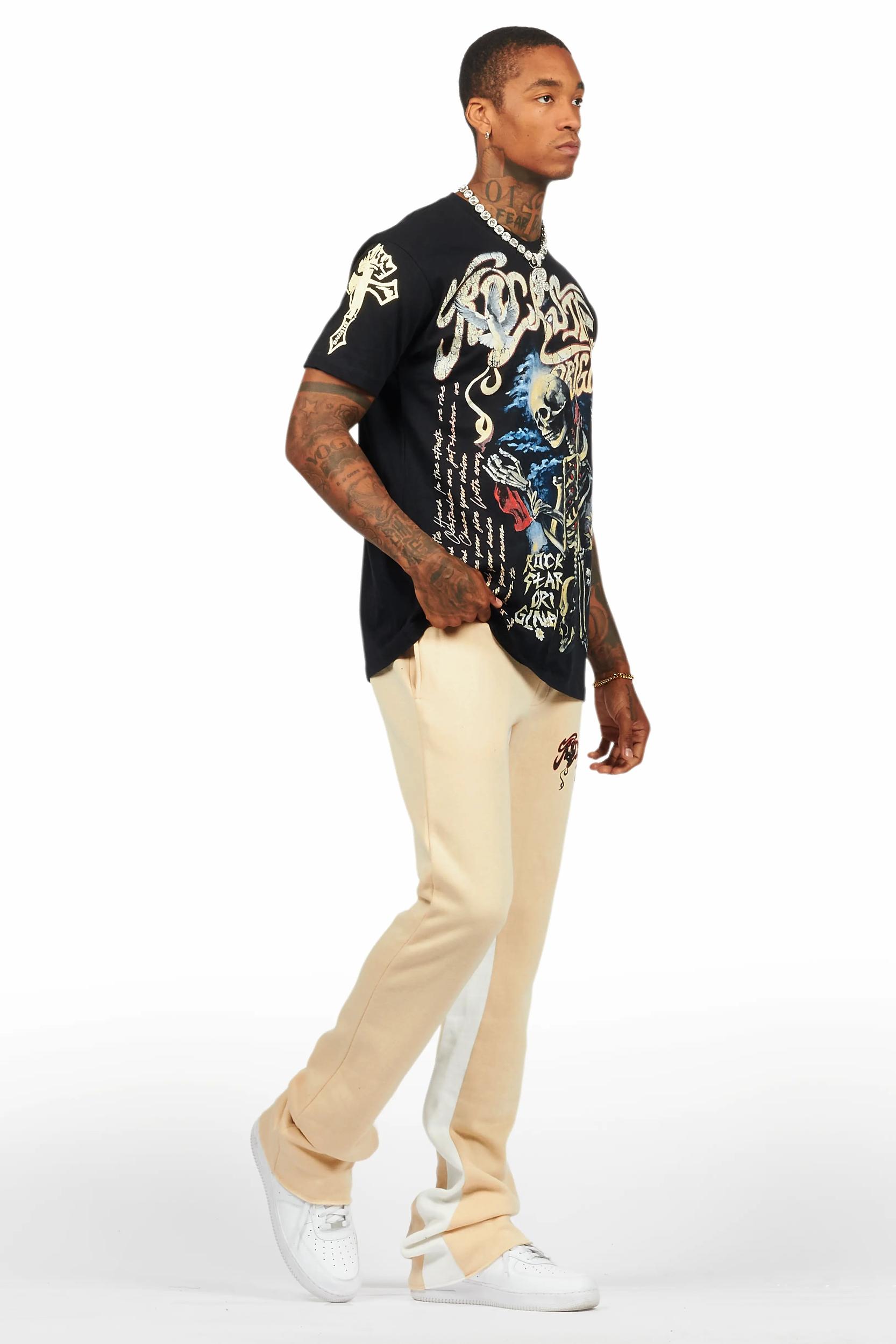 Danby Black/Beige T-Shirt/Baggy Pant Set Male Product Image