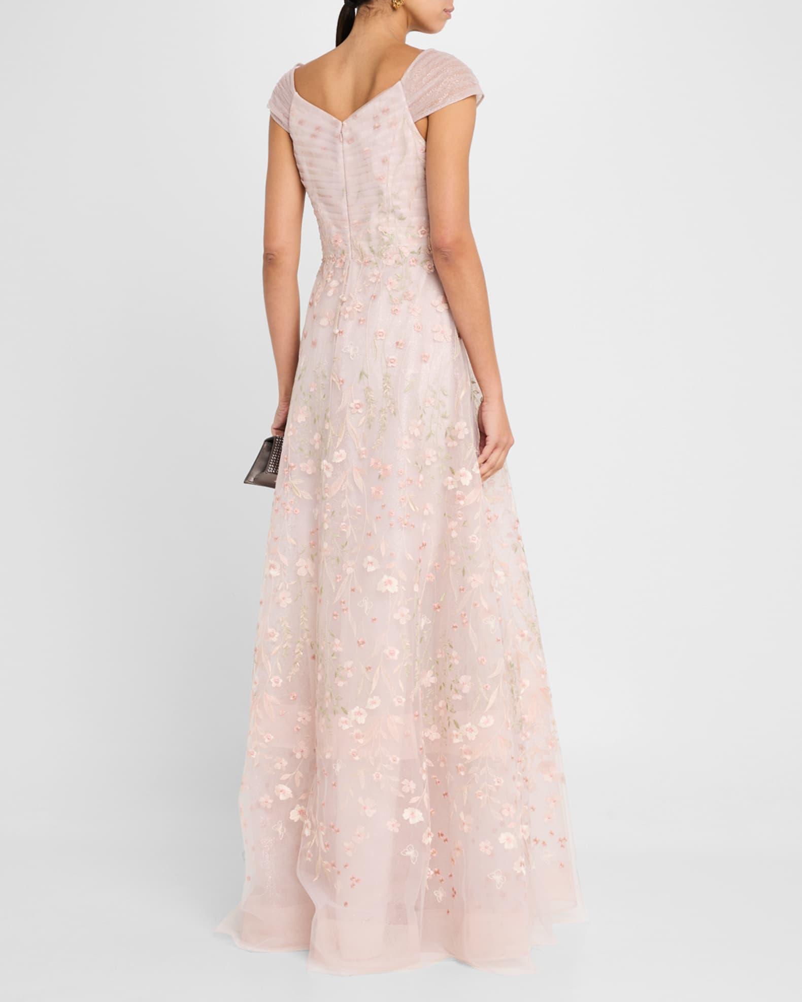Floral-Embroidered Tulle Gown Product Image