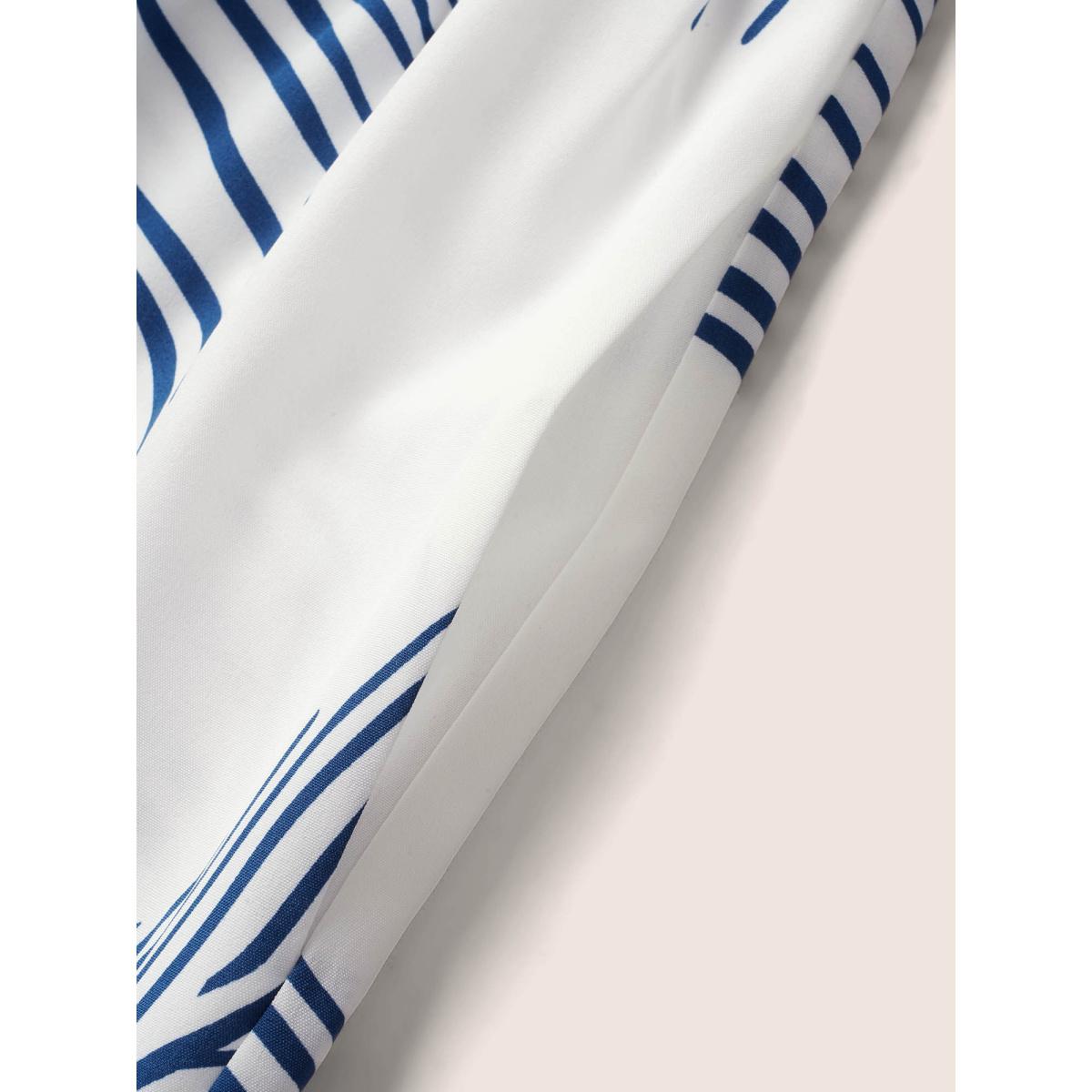 Plus Size Tropical Print Tucked Seam Tie Knot Dress Originalwhite Women Resort Tucked seam V-neck Elbow-length sleeve Curvy BloomChic 10/M Product Image