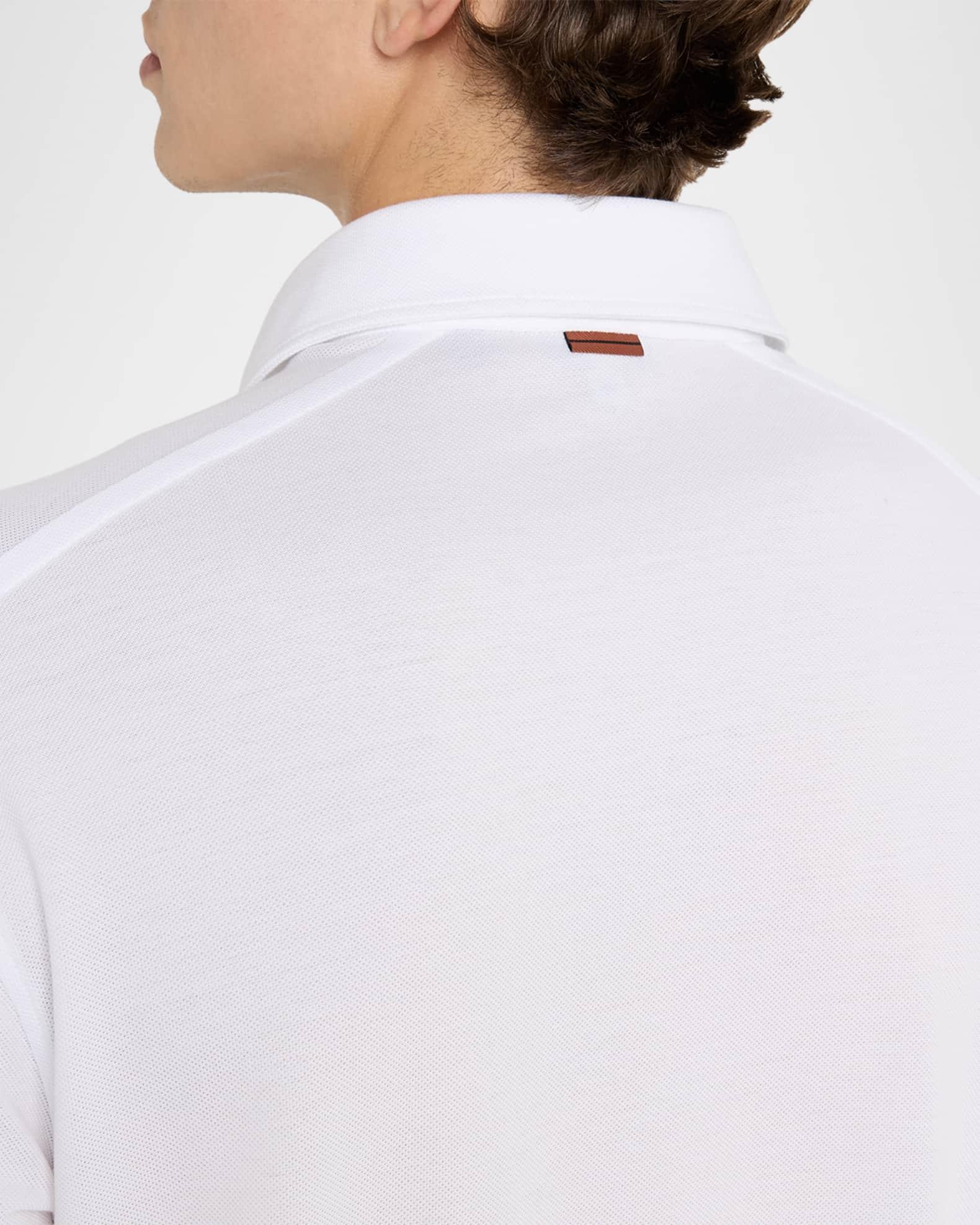 Men's Cotton Polo Shirt with Leather-Trim Pocket Product Image