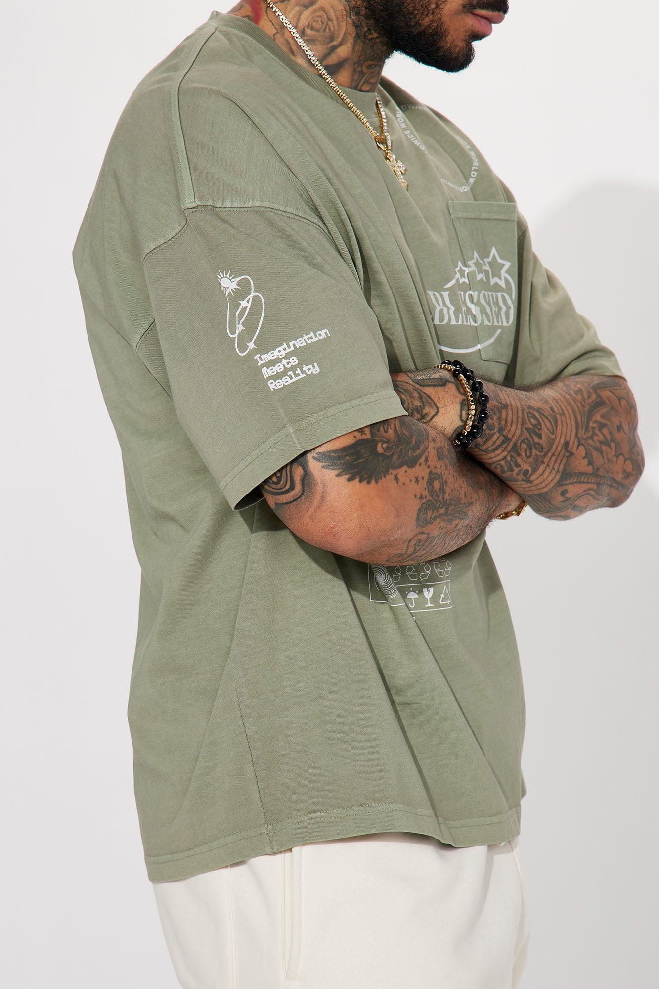 Blessed World Oversized Short Sleeve Tee - Olive Product Image