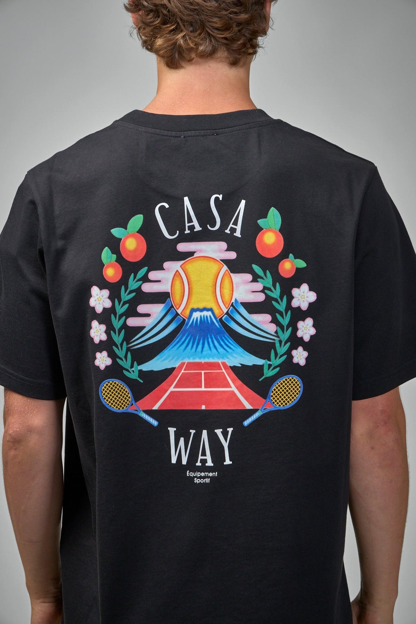 CASABLANCA Mens Casa Way Mountain Brand-print Cotton-jersey T-shirt In Black Product Image