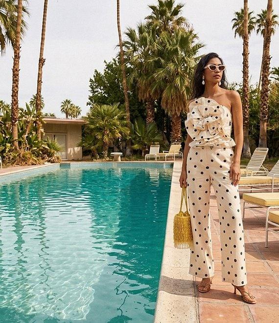 Mestiza New York Taylor Coordinating Polka Dot High Waisted Flare Leg Pants Product Image