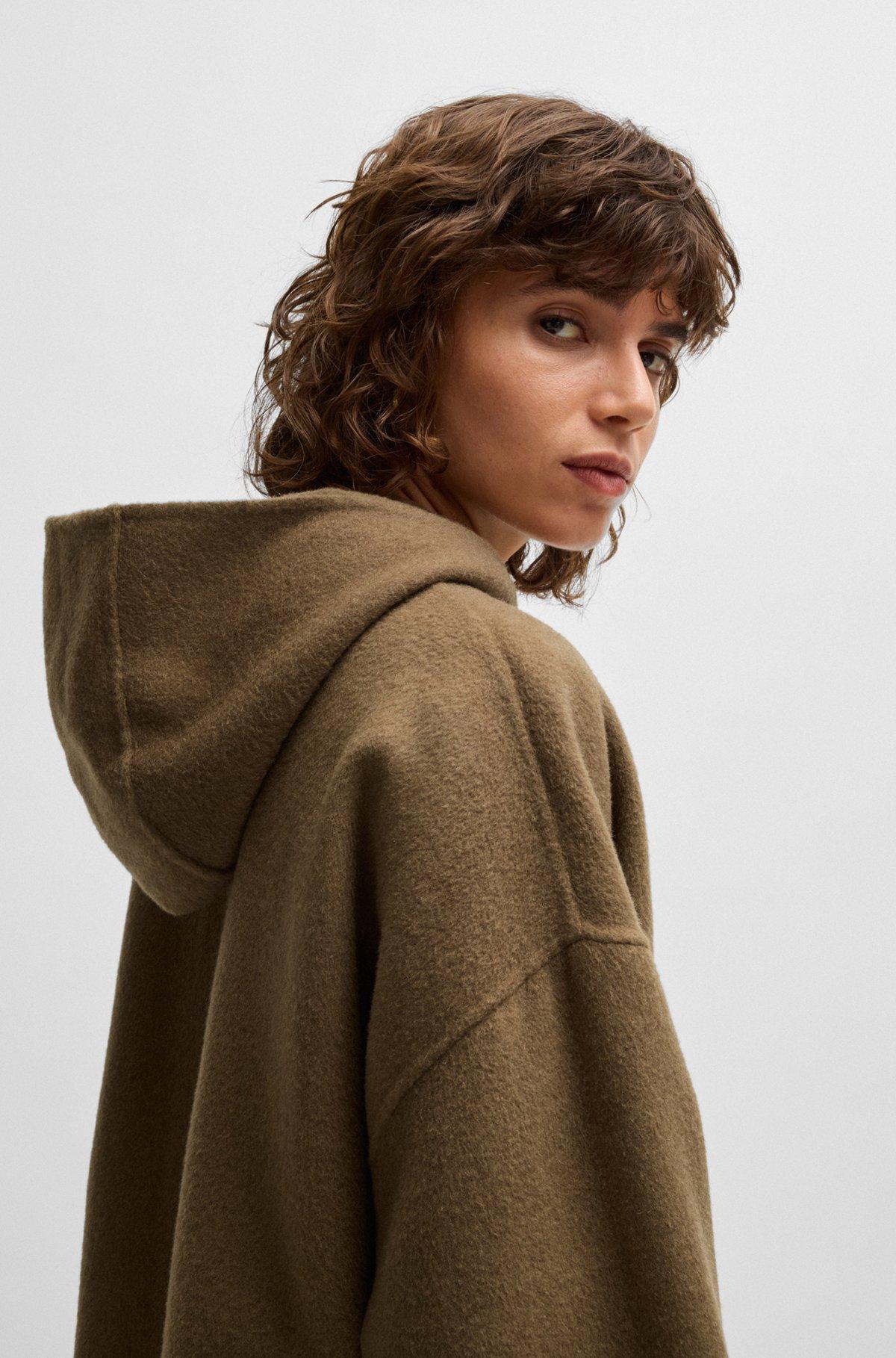 Hooded coat in double-faced wool Product Image