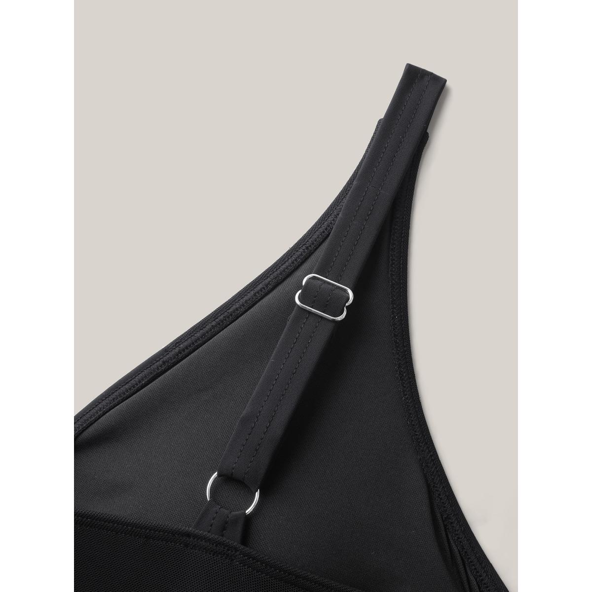 Plus Size Knotted Front Extra Coverage One-Piece Swimsuit Women's Swimwear Black Beach Tie knot Curve Bathing Suits High stretch One Pieces BloomChic 14-16/1X Product Image