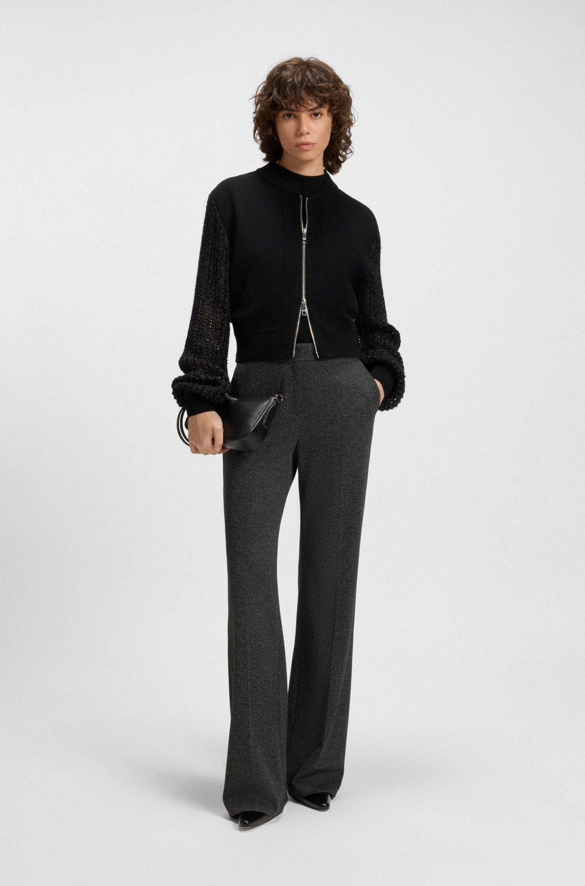 BOSS - Slim-fit pants in wool twill with stretch - Patterned Product Image