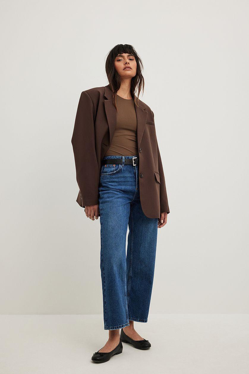 Straight High Waist Cropped Jeans Product Image