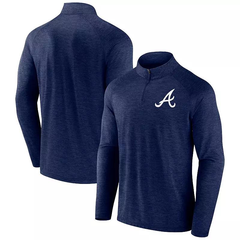 Men's Profile Navy Atlanta Braves Big & Tall Raglan Quarter-Zip Top,  Product Image