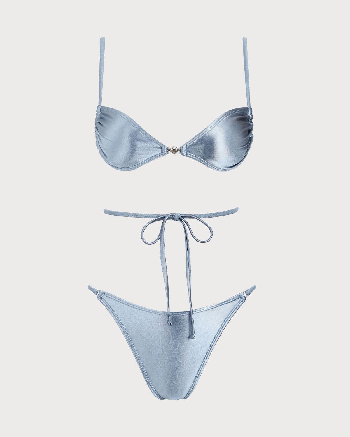 Blue Sparkly Knotted Bikini Set Product Image