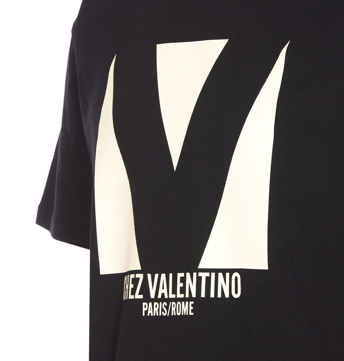 VALENTINO Crew Neck Short Sleeves T-shirts In Black Product Image