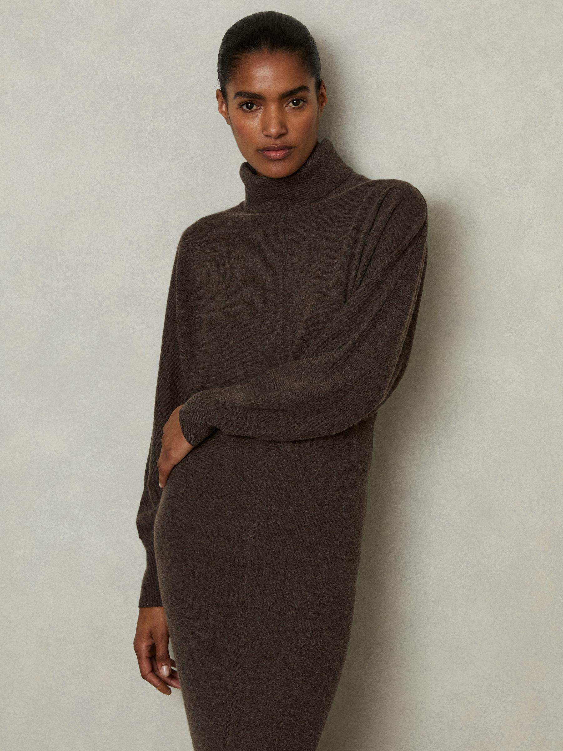 Petite Jumper Dress with Wool and Cashmere in Chocolate Product Image