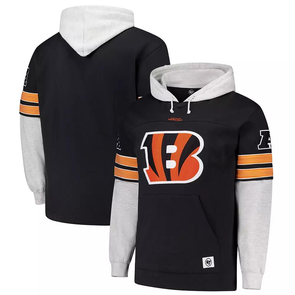 Men's '47 Black Cincinnati Bengals Big & Tall Lacer Pullover Hoodie,  Product Image